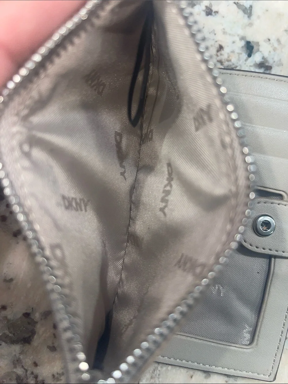 DKNY Pale Pink Monogram Zip Card Pouch